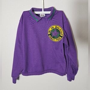 Vintage Purple Girls Sweatshirt with Embroidered Patch Little Girls Size 7
